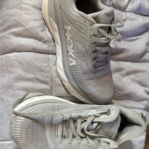 Hoka Women's Light Gray Mesh Running Sneakers
